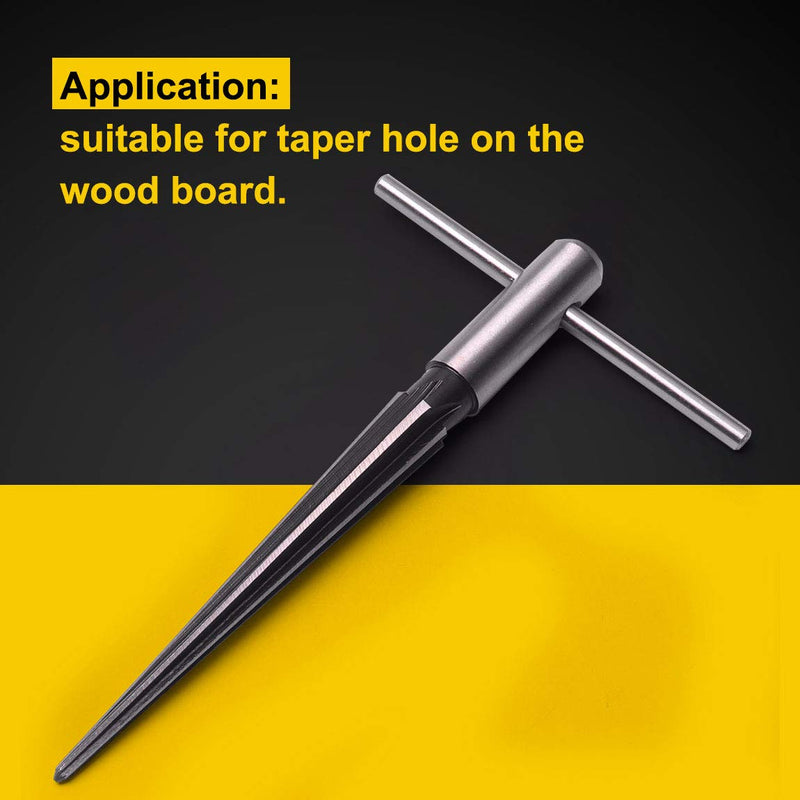 [Australia - AusPower] - ATOPLEE T Handle Reamer, Tapered Straight Flute Handle Hole Pipe Reaming Tool for Wood Latches/Guitar/Woodworker/Luthier/Repairman Maintenance,1/8-1/2 inch(3.18-12.7mm) 