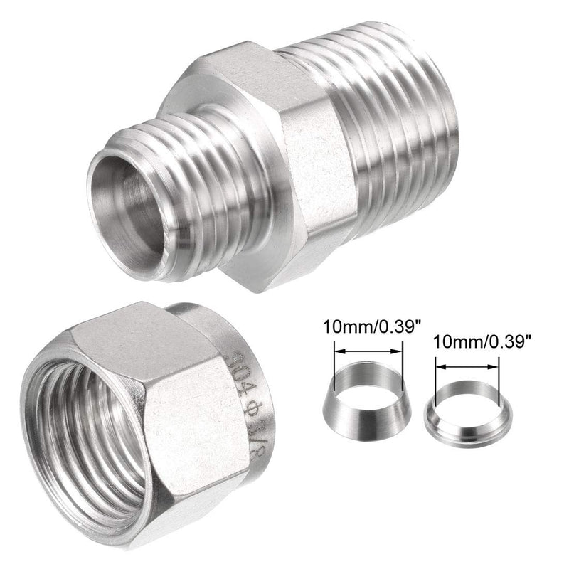 [Australia - AusPower] - uxcell Stainless Steel Compression Tube Fitting 1/2NPT Male x 3/8 Tube OD 