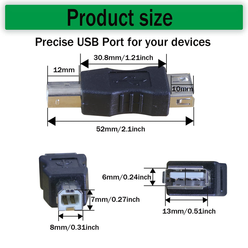 [Australia - AusPower] - LGDehome USB 2.0 A Female to USB B Print Male Adapter Converter,USB AF/BM Adapter, Type A Female to USB B Print Male Adapter Connector (4 Pack) 4 Pack 