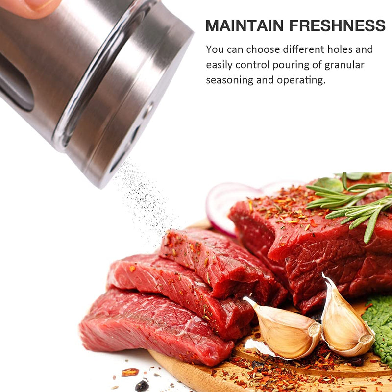 [Australia - AusPower] - 1 Pack Large Salt Shaker with 3 Adjustable Pour Holes - 4.3×2.7 Inch Salt Shaker with Stainless Steel Outer Layer and Internal Thick and Durable Glass for Granular Seasoning Large-1 Pack 