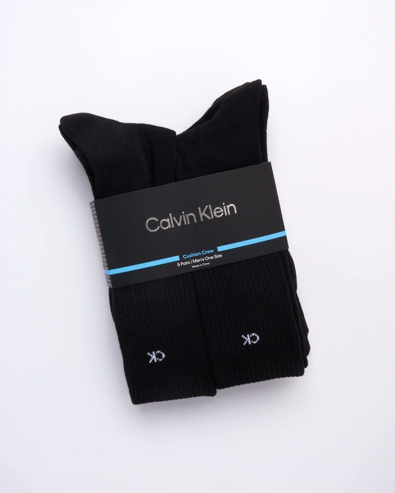 [Australia - AusPower] - Calvin Klein Men's Athletic Socks - Cushion Crew Socks (5 Pack) Black 6-12.5 