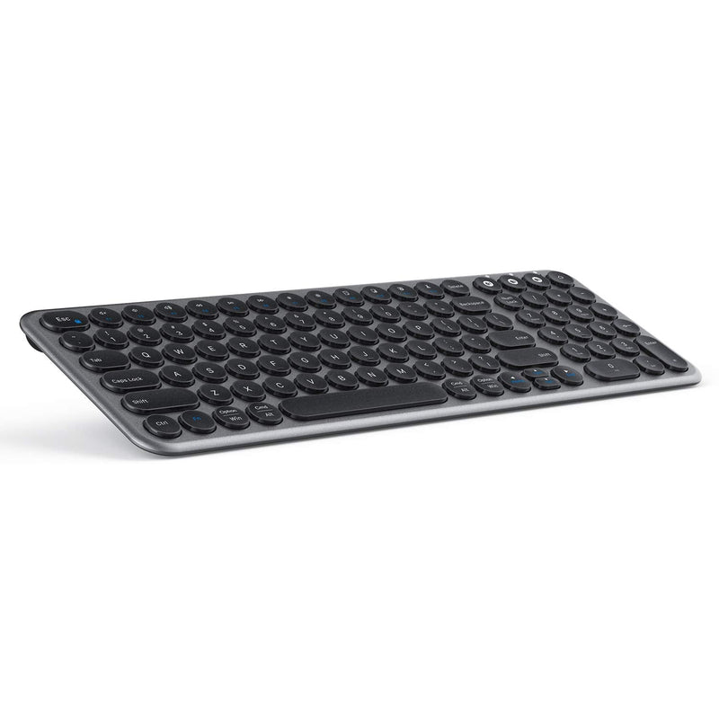 [Australia - AusPower] - Multi-Device Bluetooth Keyboard, Compact Rechargeable Wireless Bluetooth Keyboard with Round Keycaps for Laptop, Tablet, Smartphone, Windows/Mac OS/Android/iOS 