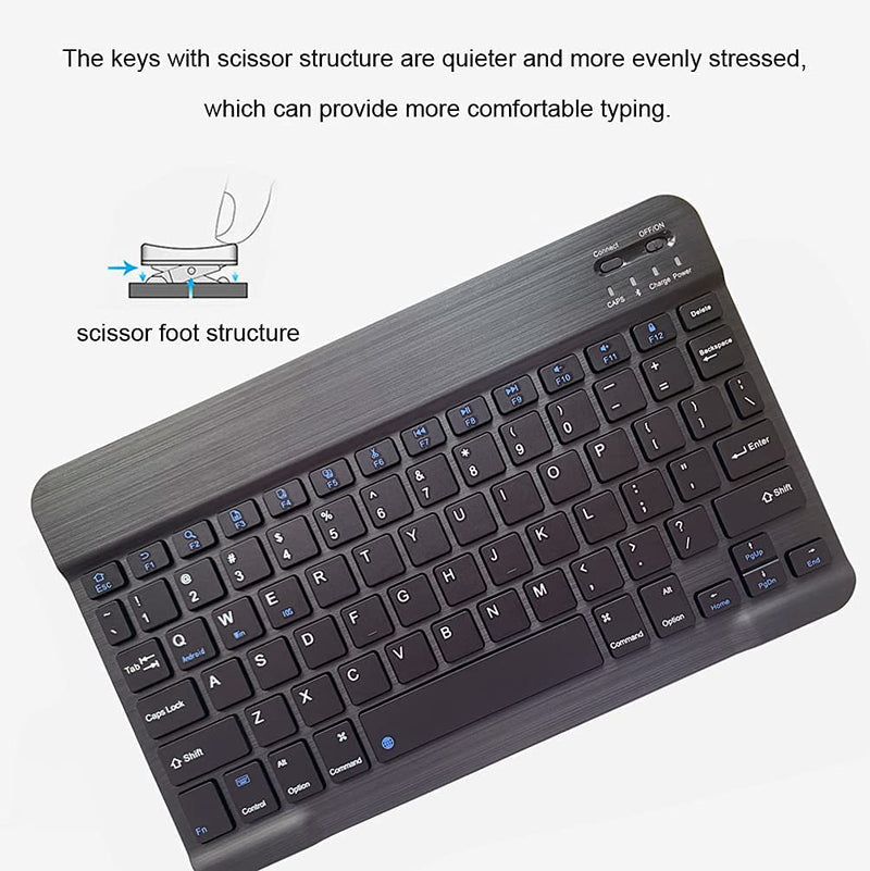 [Australia - AusPower] - Rechargeable Bluetooth Keyboard and Mouse Combo Ultra-Slim Portable Compact Wireless Mouse Keyboard Set for Android Windows Tablet Cell Phone iPhone iPad Pro Air Mini, iPad OS/iOS 13 and above (Black) Black 