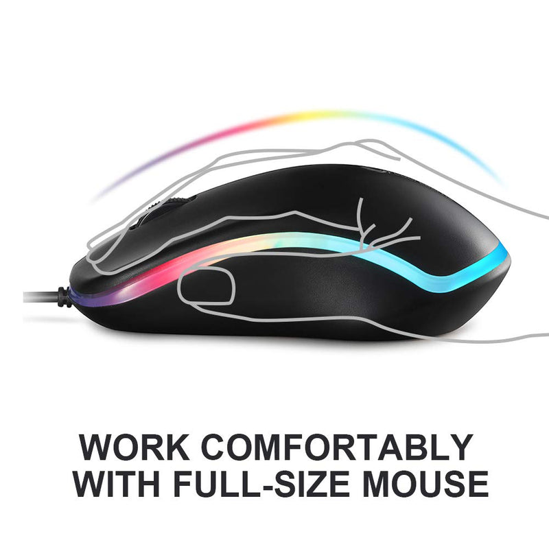 [Australia - AusPower] - Coolerplus FC112 USB Optical Wired Computer Mouse with Easy Click for Office and Home, 1000DPI, Premium and Portable,Compatible with Windows PC, Laptop, Desktop, Notebook (Black) Black 