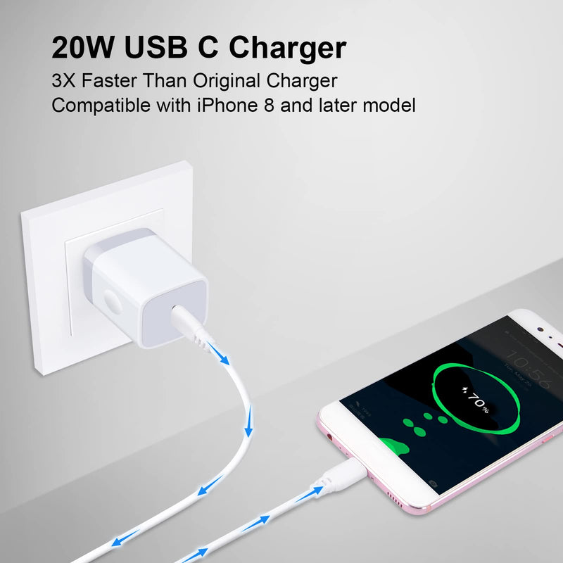 [Australia - AusPower] - 20W Type C Charger Fast Charging Block for iPhone 13 12 11 Pro Max/Mini X XR XS Max, iPad AirPods Pro, Google Pixel 5/4 5A/4A 5G, USB C Wall Charger Plug PD 3.0 Power Adapter Cube Box USB Power Brick 20W USBC Wall Charger 