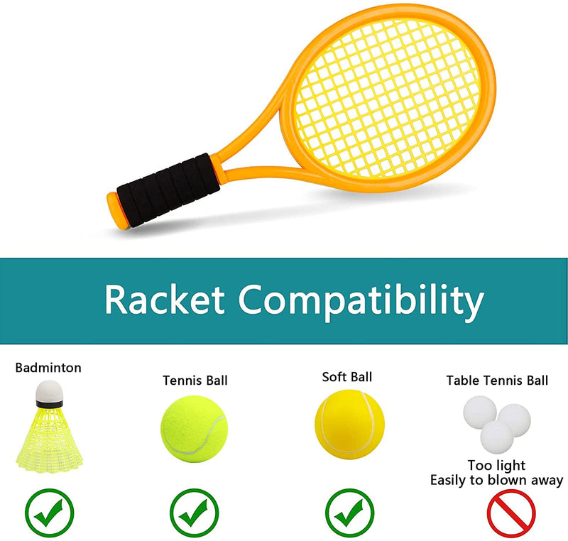 [Australia - AusPower] - Nileatry Kid Tennis Racket with Bag,Plastic Racquet Include 2 Foam Ball,2 Tennis Ball,4 Badminton for Children,Toddler Outdoor/Indoor Sport Play Orange&Green 