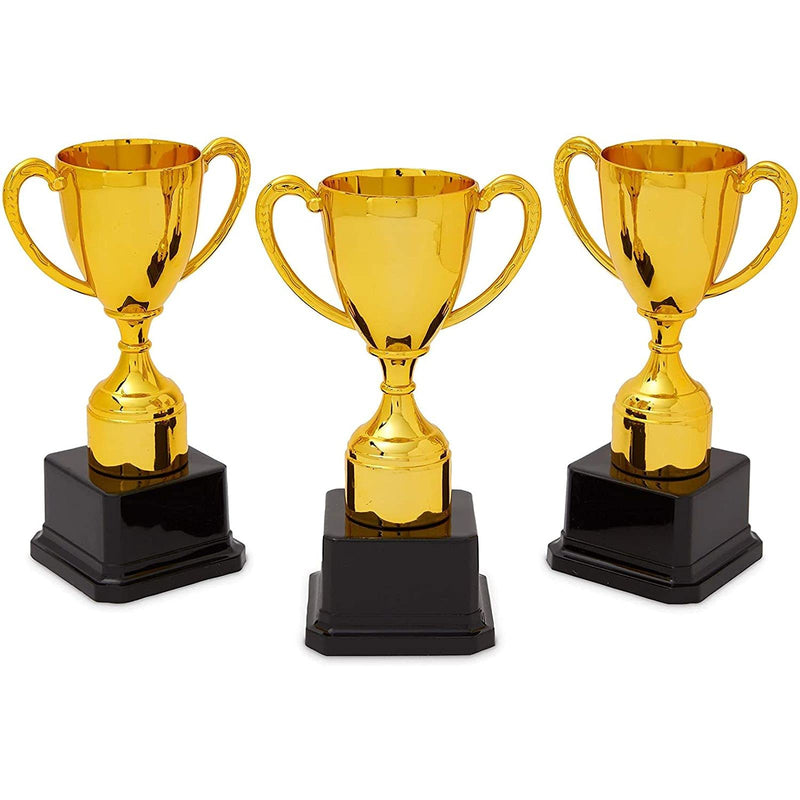 [Australia - AusPower] - 7 Inch Gold Plastic Awards and Trophies for Kids, Sports Tournaments, Birthday Party Games, Competitions, Championships (3 Pack) 