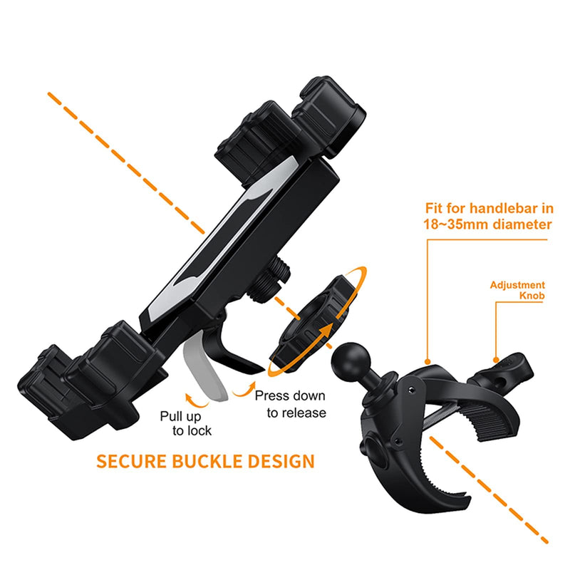 [Australia - AusPower] - Bufccy Bike Phone Holder, Adjustable Motorcycle Phone Mount 360° Rotation for 4.7-6.8 Inch Smartphone Cellphone Type 1 