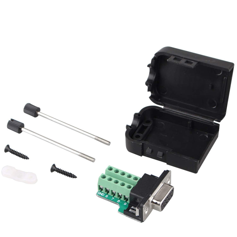 [Australia - AusPower] - Futheda D-SUB DB9 Female Breakout Connector to Screw Wiring Terminal Signal Module RS232 9-pin 2-Row Serial Adapters Port Breakout Board Solder-Free Solderless Module (Female Adapter with Case) 