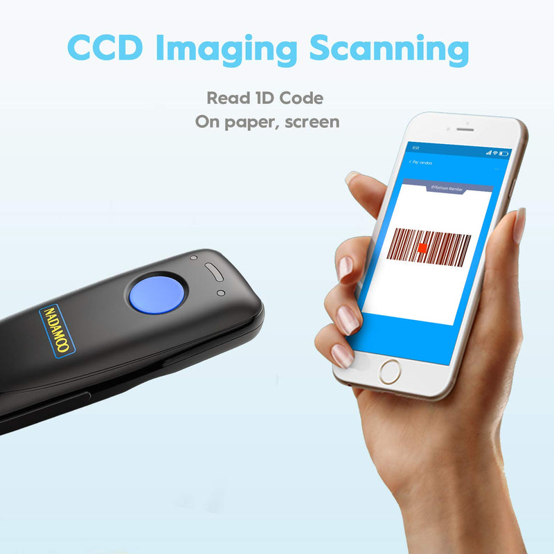 [Australia - AusPower] - NADAMOO Wireless Barcode Scanner Compatible with Bluetooth, with Charging Dock, Portable USB 1D Bar Code Scanner for Inventory, 2.4G Wireless & Wired Barcode Reader for Tablet iPhone iPad Android iOS 
