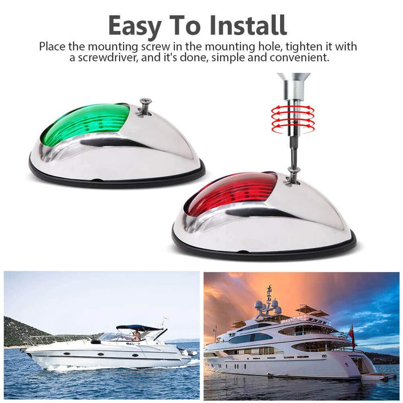 [Australia - AusPower] - Obcursco LED Boat Navigation Lights, Boat Bow Light, Marine Boat Navigation lamp. Perfect for Pontoon, Skeeter, Power Boat and Skiff (Electroplate silver) Electroplate silver 