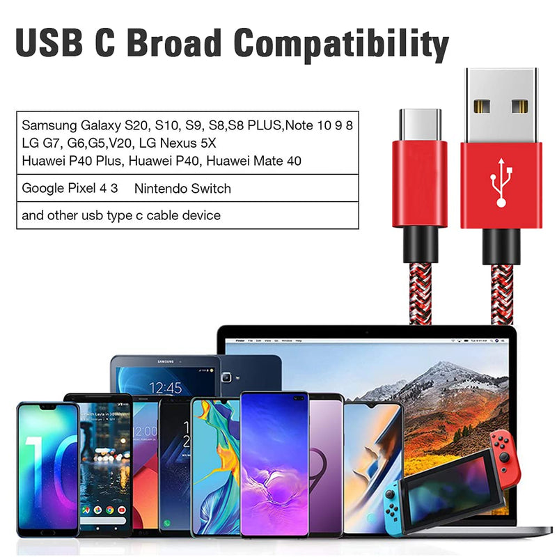 [Australia - AusPower] - USB C Cable 3Pack 3FT Type C Cable Fast Charging Cord Braided Phone Charger for Samsung Galaxy A32 A12 A42 A52 A20e S21 A71 S20 A50 A51 A70 A21s S10 A72 A40 A41 A10e Note 20 A01 A11,Moto Z3, LG 