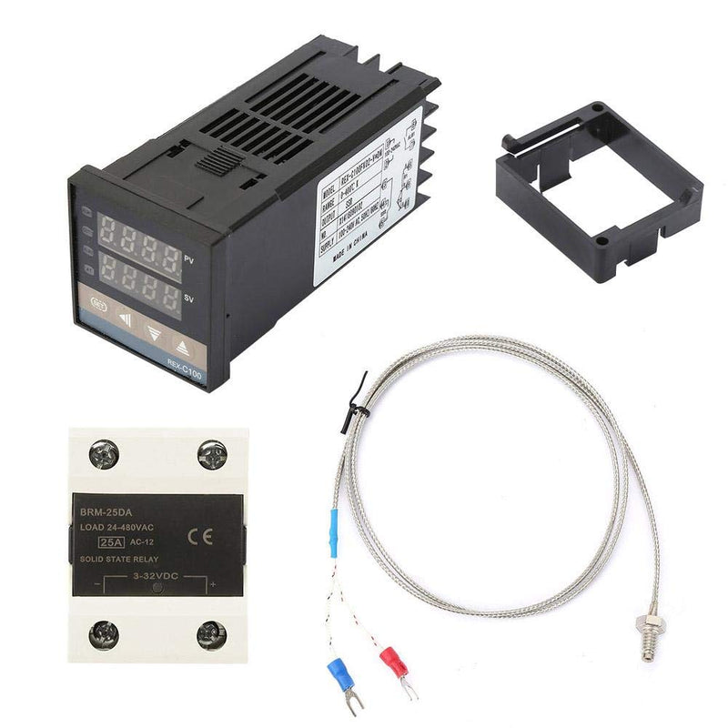 [Australia - AusPower] - AC 110-240V Digital PID Temperature Controller Kits with 25A Solid-State Relay + 1m M6 K Type Thermocouple 