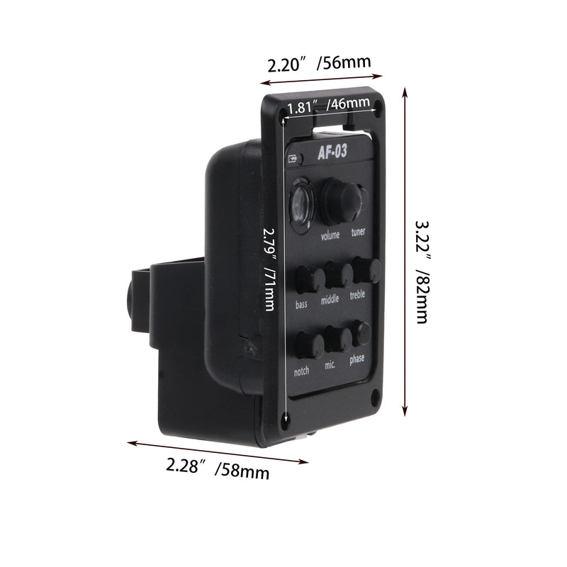 [Australia - AusPower] - Plastic 301 Acoustic Guitar Preamp Pickup Guitar Pickup Tuner Preamp Black 