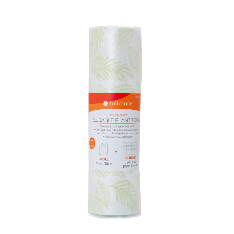 [Australia - AusPower] - Full Circle Tough Sheets Reusable Plant-based Paper Towels – Super-Absorbent, Bamboo Towels - Multi-Use Cleaning Products - 30 Sheet Roll 