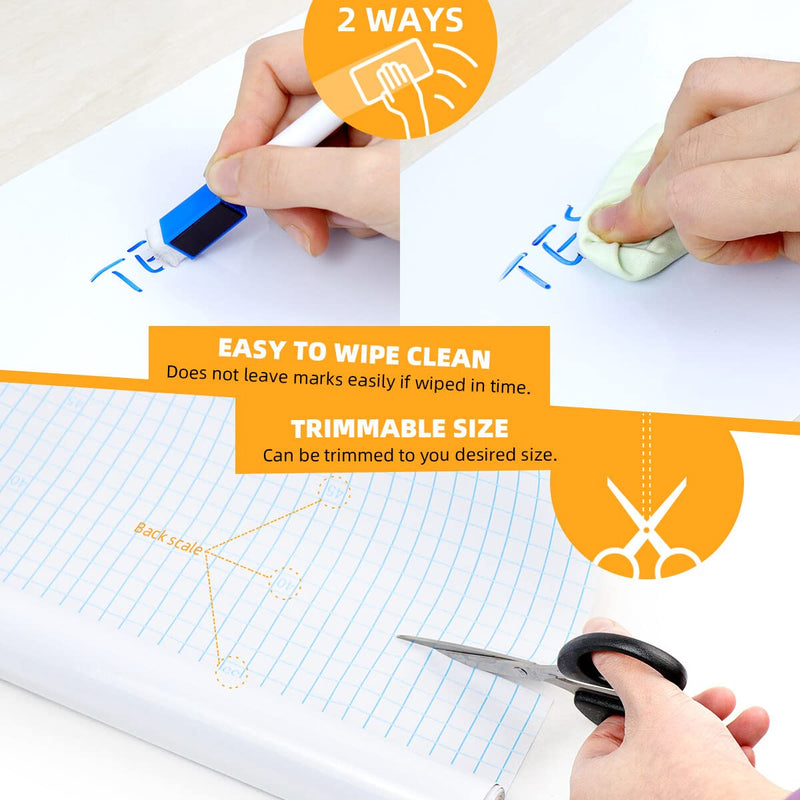 [Australia - AusPower] - Dry Erase Whiteboard Sticker Wall Decal, Self-adhesive White Board Peel Stick Paper for School,Office,Home,Kids Drawing with 3 Water Pen 78.7"x17.7" 