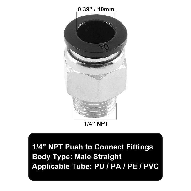 [Australia - AusPower] - Qjaiune 5Pcs Male Straight Push to Connect Fittings 10mm Tube OD x 1/4 inch NPT Thread, Air Push Connect Tool Pneumatic Hose Fittings 10mm x 1/4" NPT (5pcs) 