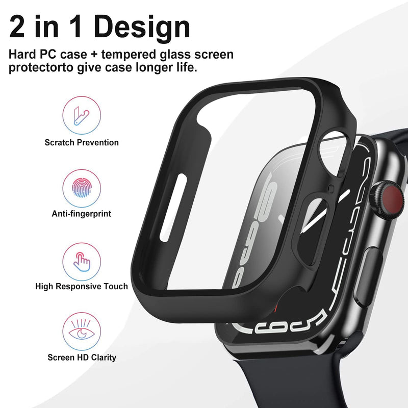 [Australia - AusPower] - Hard PC Case for Apple Watch Series 4/5/6/SE 44mm, Built-in Screen Protector Anti Fingerprint Scratch Resistant iWatch Series Full Coverage Cover for Women Men，Black 44mm Black 