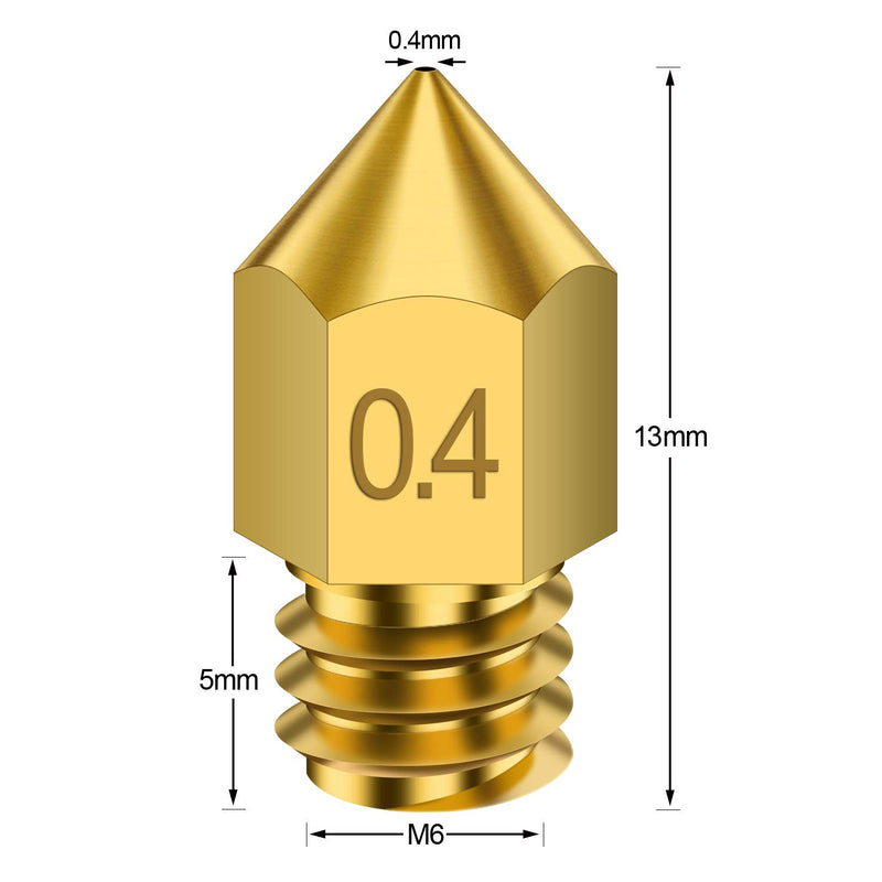 [Australia - AusPower] - Usongshine 12 Pieces 3D Printer Nozzles MK8 Nozzle 0.4mm for 3D Printer Makerbot Creality CR-10 MK8 12 pcs 0.4 