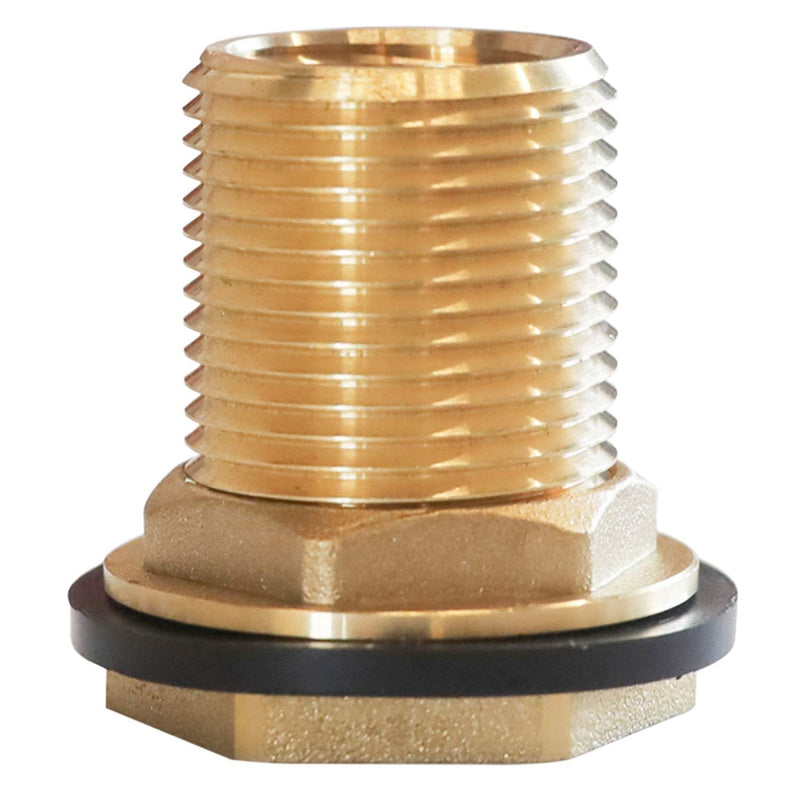 [Australia - AusPower] - Hourleey Solid Brass Bulkhead Fitting, 1/2" Female 3/4" Male GHT Solid Brass Water Tank Connector Theaded with Rubber Ring (2-Pack) 2 Pack 