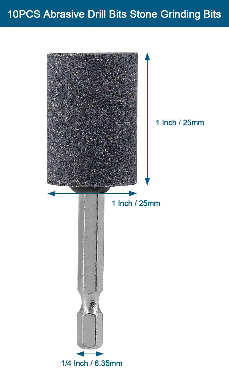 [Australia - AusPower] - Aracombie 10PCS Abrasive Drill Bits Stone Grinding Bits, 1/4" Hex Shank Small Grinding Wheel Bits Aluminum Oxide Grinding Stone, Stone Flap Wheel for Polishing, Deburring, Carving, Engraving, 120 Grit Cylindrical Shaped 10.0 