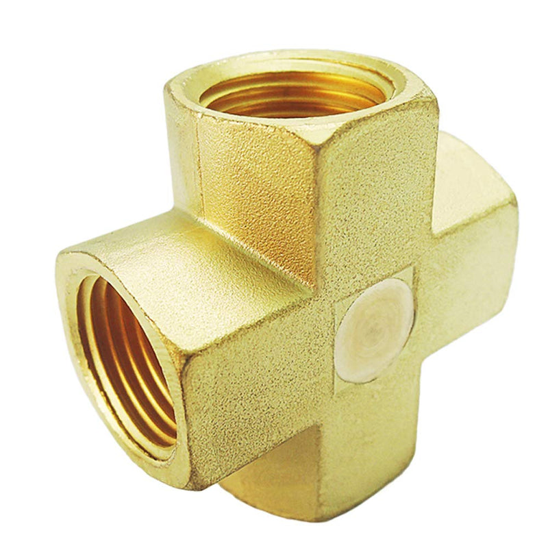 [Australia - AusPower] - NIGO Industrial Co. Forged Brass Pipe Fitting, 4-Way Tee, Female Pipe (1, 1/2" x 1/2" x 1/2" x 1/2" NPT) 