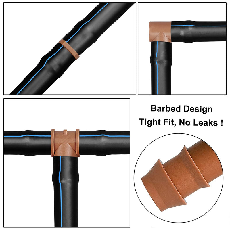 [Australia - AusPower] - iMopo 21-Pack Drip Irrigation Universal Barbed Tee Fitting, Barbed Connectors for 1/2" Drip Tubing 21P-Tee 