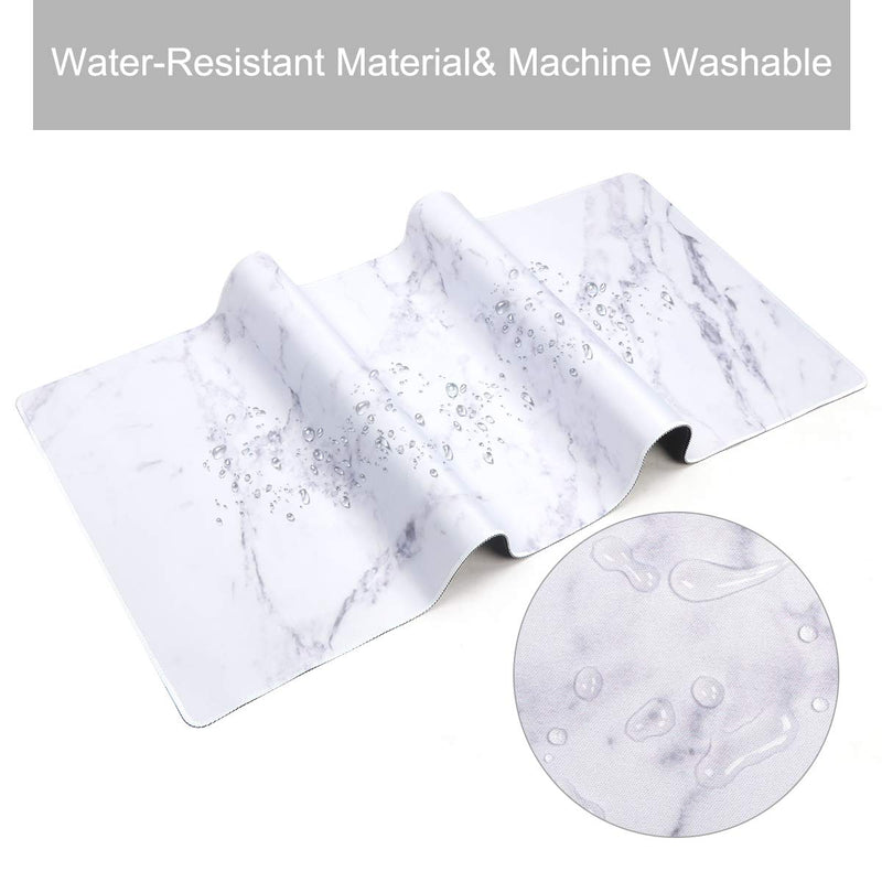 [Australia - AusPower] - HAOCOO Desk Pad, Office Desk Mat 31.5" ×15.7" Large Gaming Mouse Pad Durable Extended Computer Mouse Pad Water-Resistant Thick Writing Pads with Non-Slip Rubber Base for Office,White Marble 31.5" × 15.7" A White Marble 