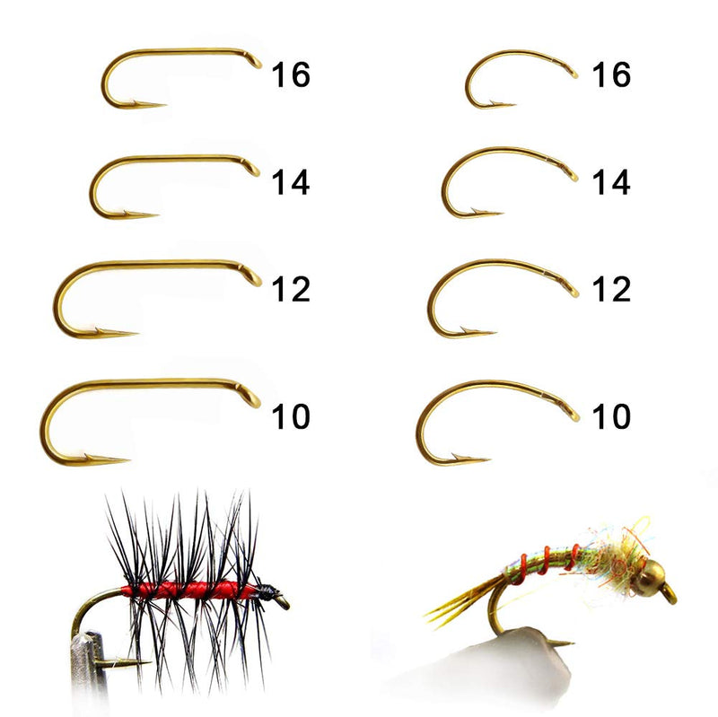 [Australia - AusPower] - XFISHMAN Fly-Hooks-for-Fly-Tying-Dry-Wet-Barbless-BL-Nymph-Flies Curved Czech Scud Fishing Hooks 10# ~16# Assortment Pack of 100-240 Hooks with Box Fly Hooks F100&F2487 Qty 240 