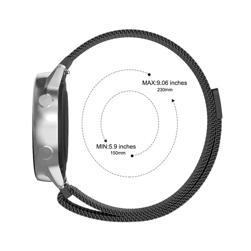 [Australia - AusPower] - Lomet Metal Magnetic Band Compatible with Galaxy Watch Active 2, 20mm Stainless Steel Replacement Band for Samsung Galaxy Watch Active 40mm, (1-Black) 1-Black 
