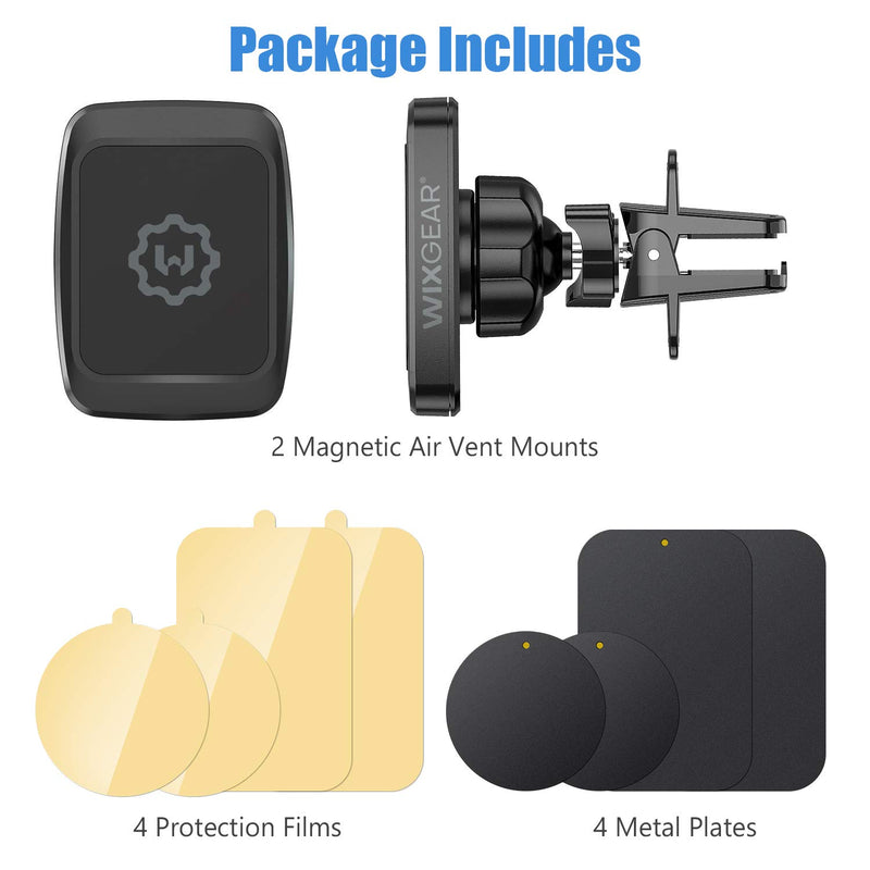 [Australia - AusPower] - Magnetic Phone Car Mount, WixGear [2 Pack] Air Vent Car Phone Mount Holder, Phone Holder for Car with Twist-Lock base, Compatible with Apple iPhone 13 Pro Max, 12 Pro, Samsung Galaxy S21, S20 and More 