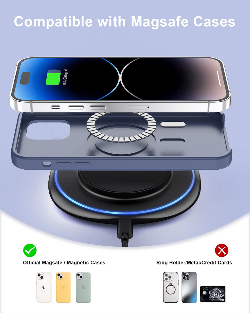 [Australia - AusPower] - NANAMI Wireless Charger - Magnetic Fast Wireless Charging Pad Magnet Charger Mat Compatible iPhone 14/14 Pro/14 Pro Max /14 Plus/13/13 Pro/12/12 Pro, Mag Safe Phone Charger for AirPods 3/2/Pro Black 