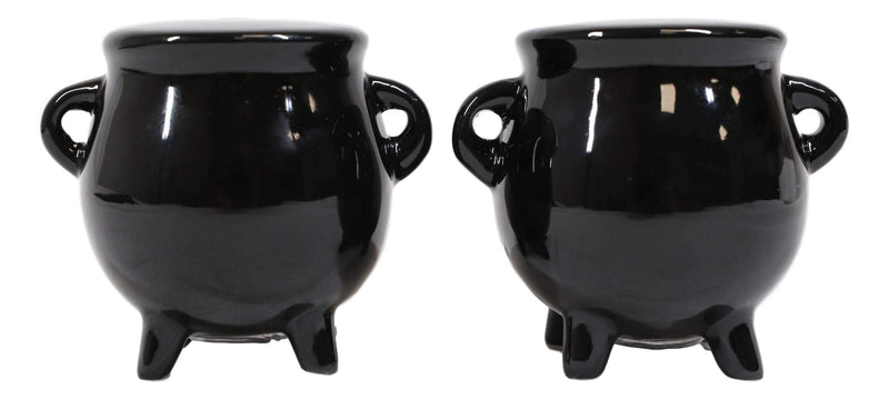 [Australia - AusPower] - Ebros Gift Halloween Witching Hour Wicca Witch Magic Black Cauldrons Salt And Pepper Shakers Set Ceramic Figurines Potion Cauldron Kitchen Tabletop Decor Collectible 