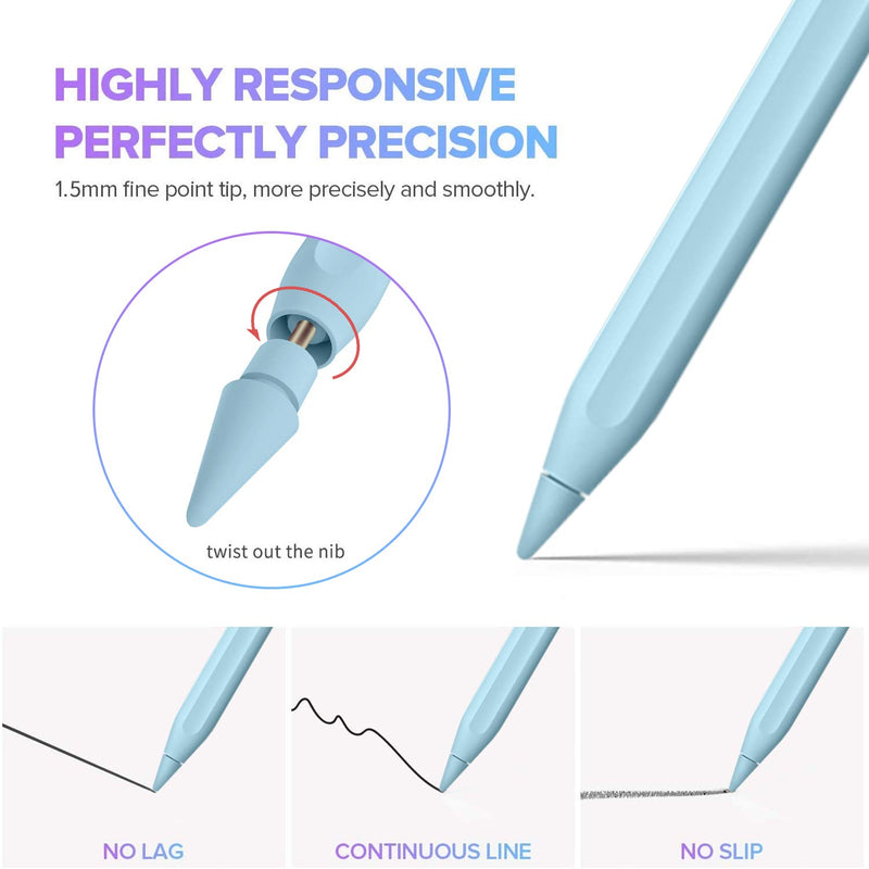 [Australia - AusPower] - Active Stylus Pen with Palm Rejection for iPad,3-Level Battery Indicator/Tilt Sensitivity,for iPad Pro 11/12.9(2018-2020),6th/7th/8th Gen,Mini 5,Air 3rd/4th for Precise Writing/Drawing (Blue) Blue 