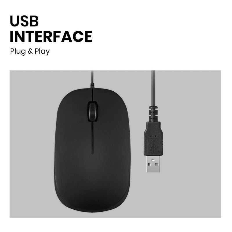 [Australia - AusPower] - Perixx PERIMICE-201 Wired USB Optical 3 Button Mouse with 800 DPI and Illuminated Wheel, Black USB Optical Mouse 