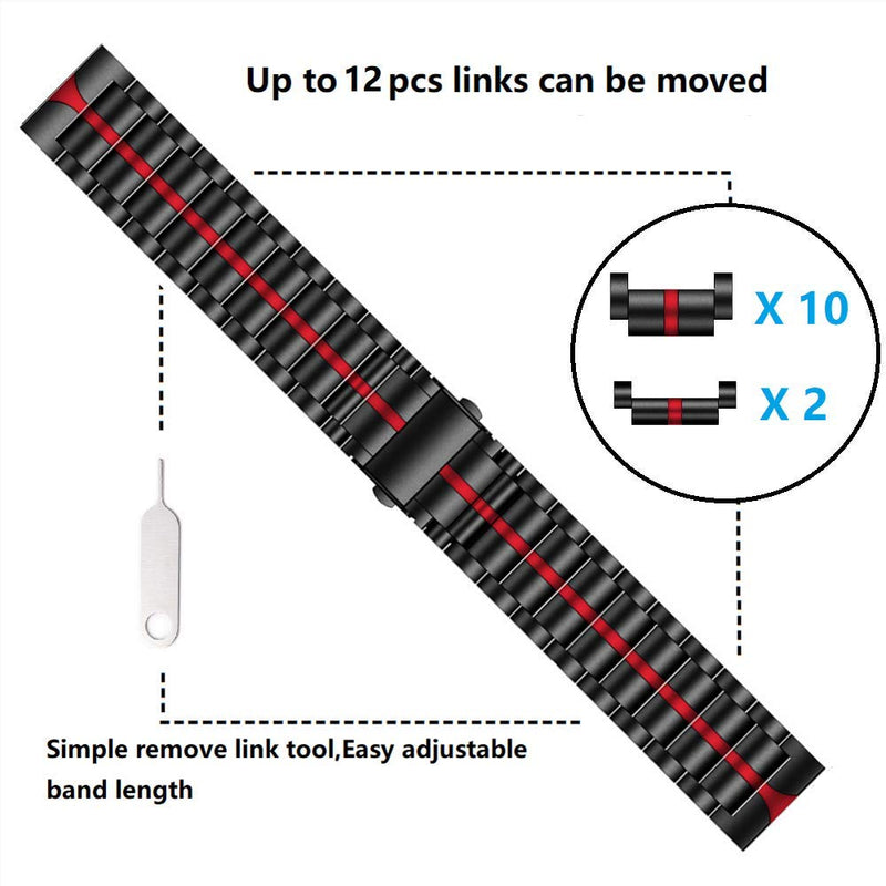 [Australia - AusPower] - AWMES 22mm Smartwatch Bands Compatible for Fossil Men's Gen 6/5E 44mm/Gen 5 Carlyle Bands, Quick Released Metal Watch Band & Silicone Watch Wristband Black+Red & Black 