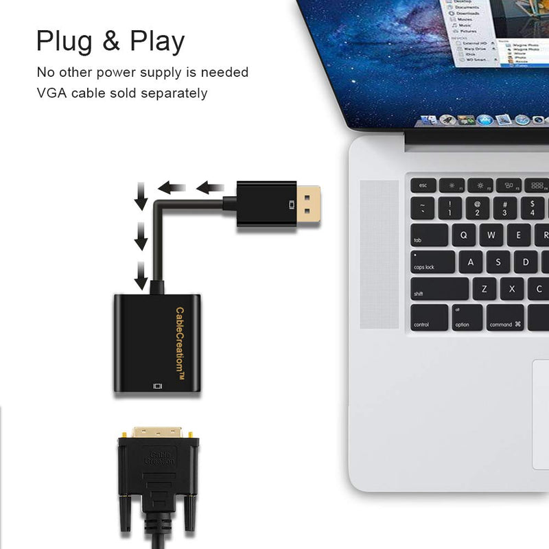 [Australia - AusPower] - CableCreation DisplayPort to VGA Adapter, Gold Plated DP to VGA Male to Female Adapter, Compatible with Computer, Desktop, Laptop, PC, Monitor, Projector, HDTV, Black 