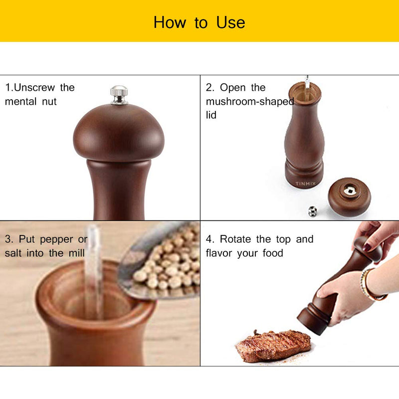 [Australia - AusPower] - Wooden Pepper Grinder or Salt Mill, 11 Inch Peppercorn Grinder with Adjustable Roughness Ceramic Rotor and Easily Refillable, Oak Wood Capstan Sea Salt Mill for Your Kitchen, Black 11 inch - Black 