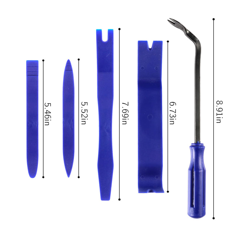 [Australia - AusPower] - LivTee 5 pcs Auto Trim Removal Tool Kit, Interior Door Panel Clip Fastener Removal Set for Vehicle Dash Radio Audio Installer (Blue) Blue 