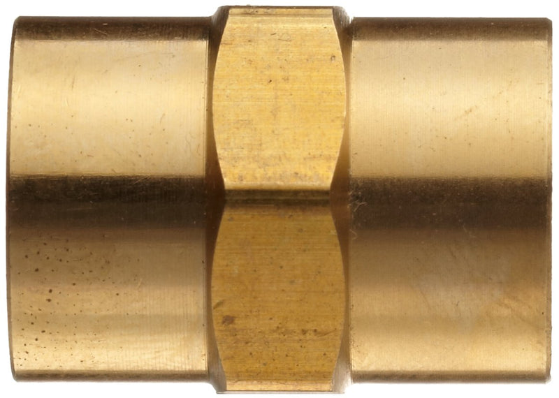 [Australia - AusPower] - Anderson Metals - 56103-04 Brass Pipe Fitting, Coupling, 1/4" x 1/4" Female Pipe 1/4" x 1/4" 