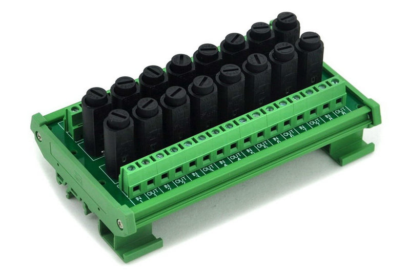 [Australia - AusPower] - Electronics-Salon 16 Channel Fuse Interface Module, Din Rail Mount, for 5x20mm Tube Fuse. 