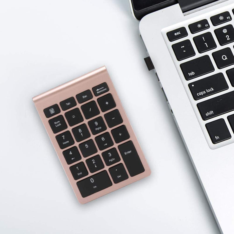 [Australia - AusPower] - V BESTLIFE Numeric Keypad, 22 Keys 2.4G Wireless Mini USB Ergonomic Keyboard with Receiver (Rose Gold) 