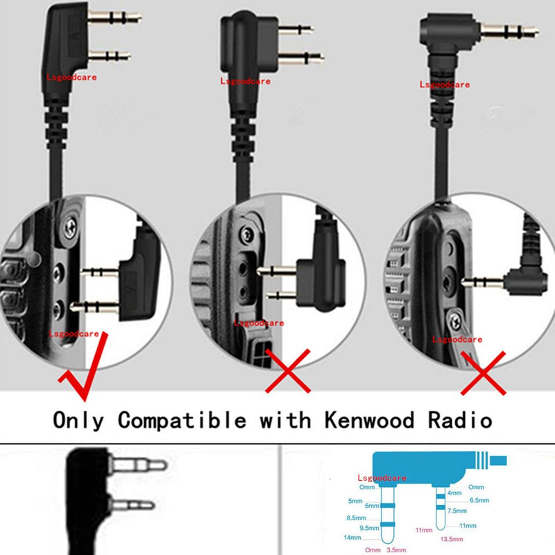 [Australia - AusPower] - 2 Pin Ear- Clip Ear Hook Security Earpiece Headset Earphone PTT and Mic Compatible for Kenwood Two Way Radio TK3170 TK3173 TK3200 TK3201 Walkie Talkie, Pack of 5, Lsgoodcare 