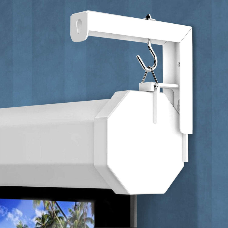 [Australia - AusPower] - Mount-It! Projector Screen Wall Mount L-Brackets - Wall Hanging Bracket For Home Projector and Movie Screens, 6 inch Adjustable Mounting Hooks for Projection Screen, 1 Pair, White, 66 Lb Capacity Each 