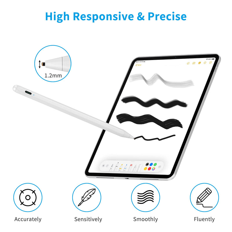 [Australia - AusPower] - Stylus Pens for iPhone 13 Pro Max Pencil, 1.5mm Fine Point Tip Stylus Pens for iPhone 13 Pro Max on Precise and Smooth Drawing/Writing/Sketching,White 
