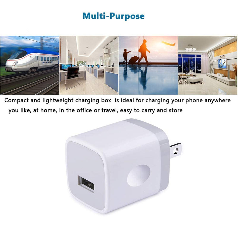 [Australia - AusPower] - Charging Block for iPhone, Charger Box, USB Cube, NonoUV 10-Pack Single Port Wall Charger 1A/5V USB Outlet Plug Adapter Power Bricks for iPhone 13 12 11 Pro SE XR XS X 8 7 6 6S Plus, iPad, Samsung 