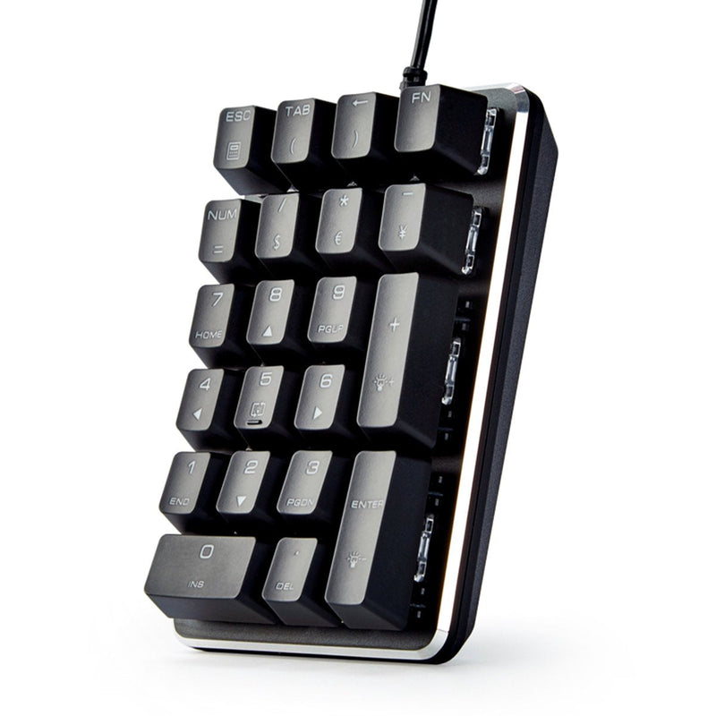 [Australia - AusPower] - Qisan Mechanical Numeric Keypad GATERON Red Switch Wired Ice Blue Backlight Gaming Keypad 21 Keys Mini Numpad Portable Keypad Extended Layout Black Magicforce 