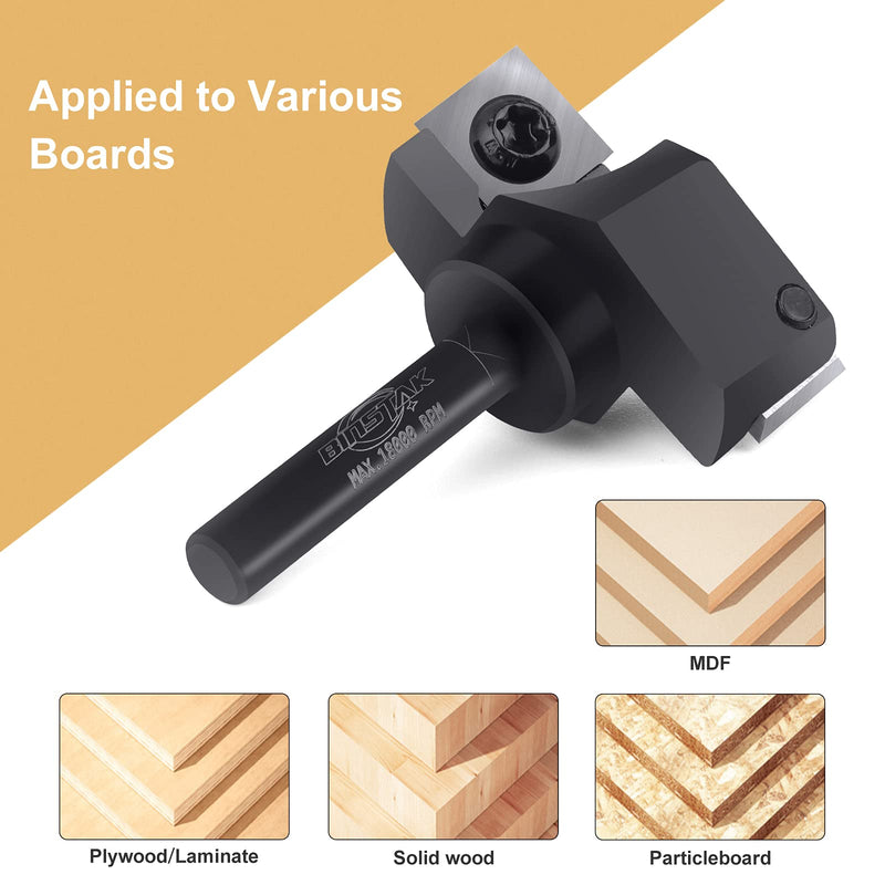 [Australia - AusPower] - CNC Spoilboard Surfacing Router Bit, 1/4" Shank 1-1/2" Cutting Diameter, Carbide Insert Slab Flattening Router Bits Planing Bit Wood Planer Bit Woodworking Tools by BINSTAK 