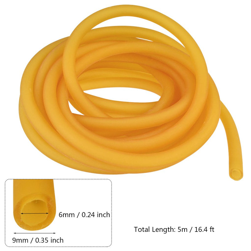 [Australia - AusPower] - Nydotd Natural Latex Rubber Band, 16.4ft / 5m, 6x9mm Rubber Tube Tubing for Slingshot Catapult Elastic Parts Rocket Outdoor Hunting, Yellow 