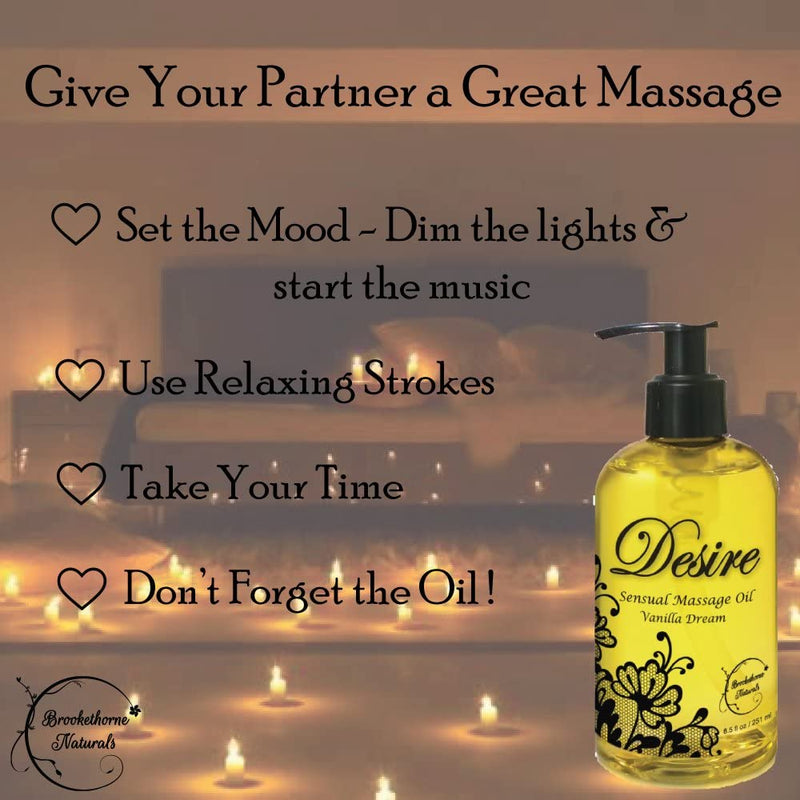 [Australia - AusPower] - Desire Sensual Massage Oil - Best Massage Oil for Couples Massage – All Natural - Contains Sweet Almond, Grapeseed & Jojoba Oil for Smooth Skin 8oz 8.5 Fl Oz (Pack of 1) 